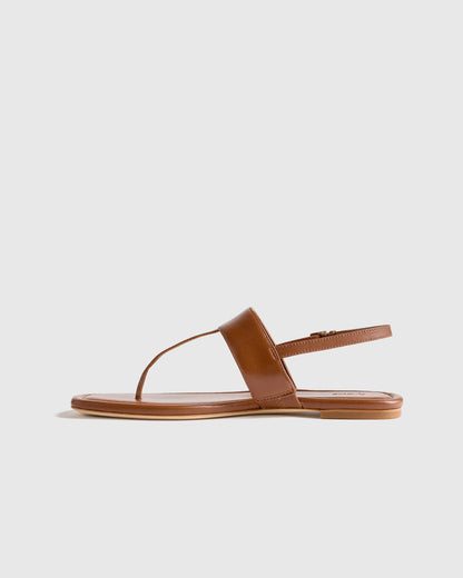 Italian Leather T-Strap Sandal - 5 / Black