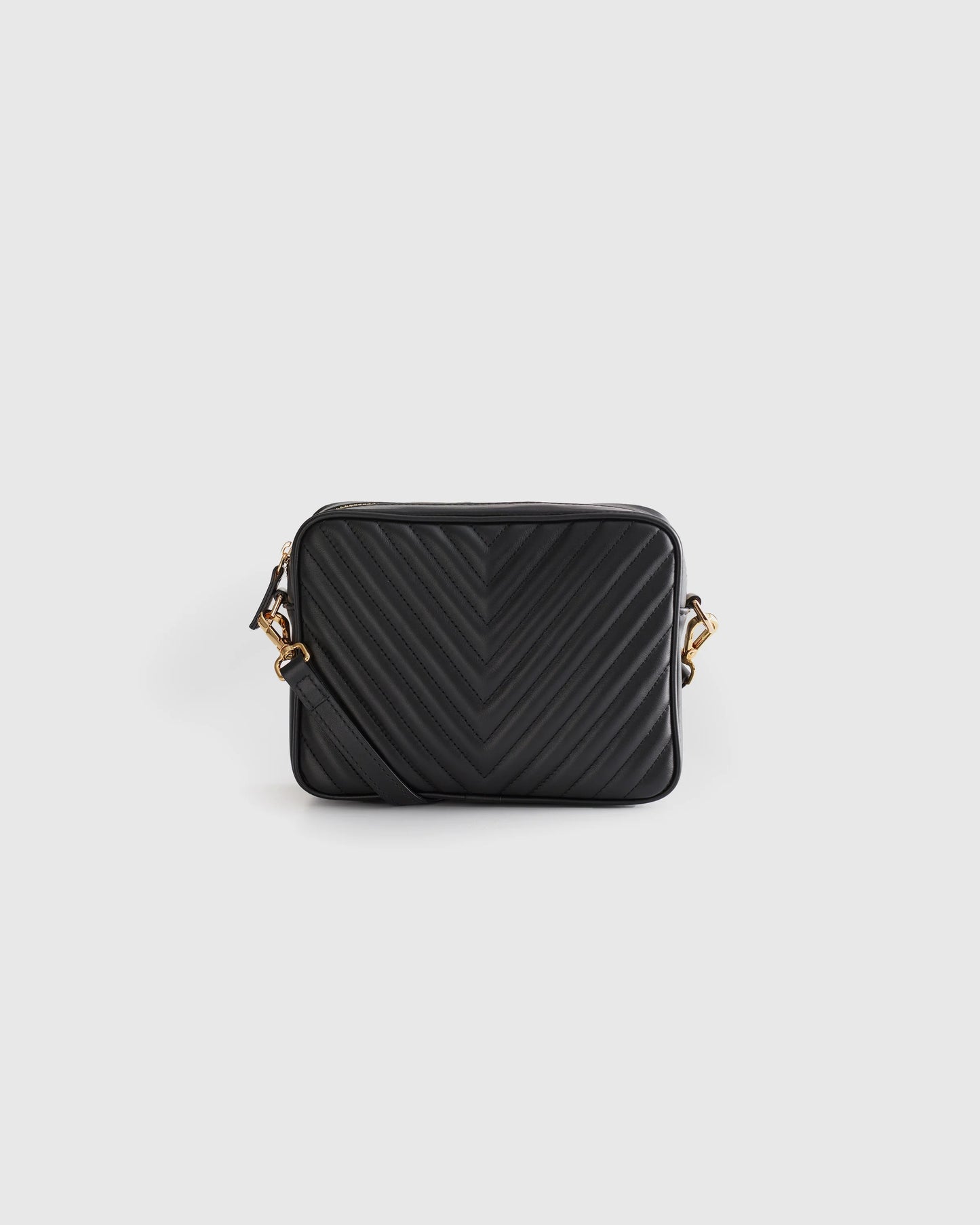 Italian Leather Quilted Crossbody Bag - One Size / Black