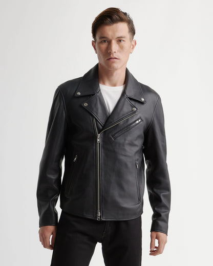 100% Leather Motorcycle Jacket - S / Black