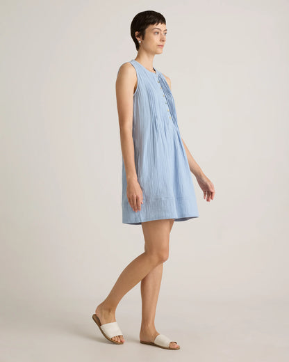 100% Organic Cotton Gauze Sleeveless Swing Dress - XS / Amaranth Pink