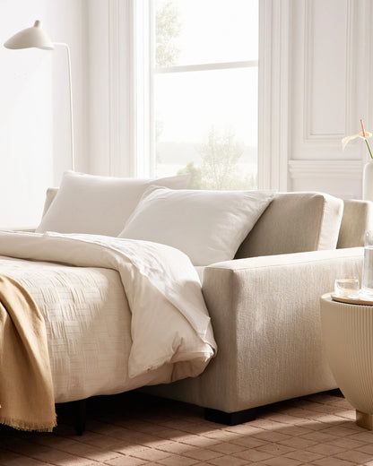 Stillman Sleeper Sofa in Performance Basketweave - Queen / Flax