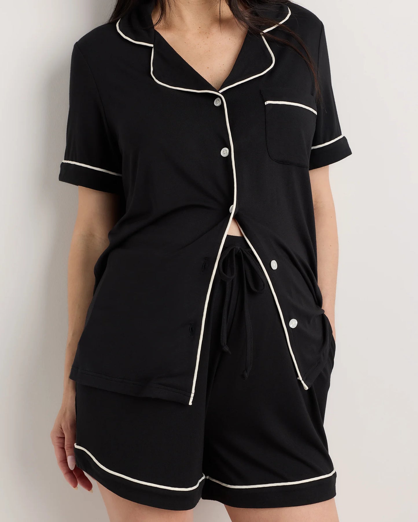 Bamboo Jersey Maternity Short Sleeve Pajama Set - XS / Wine Tasting Red