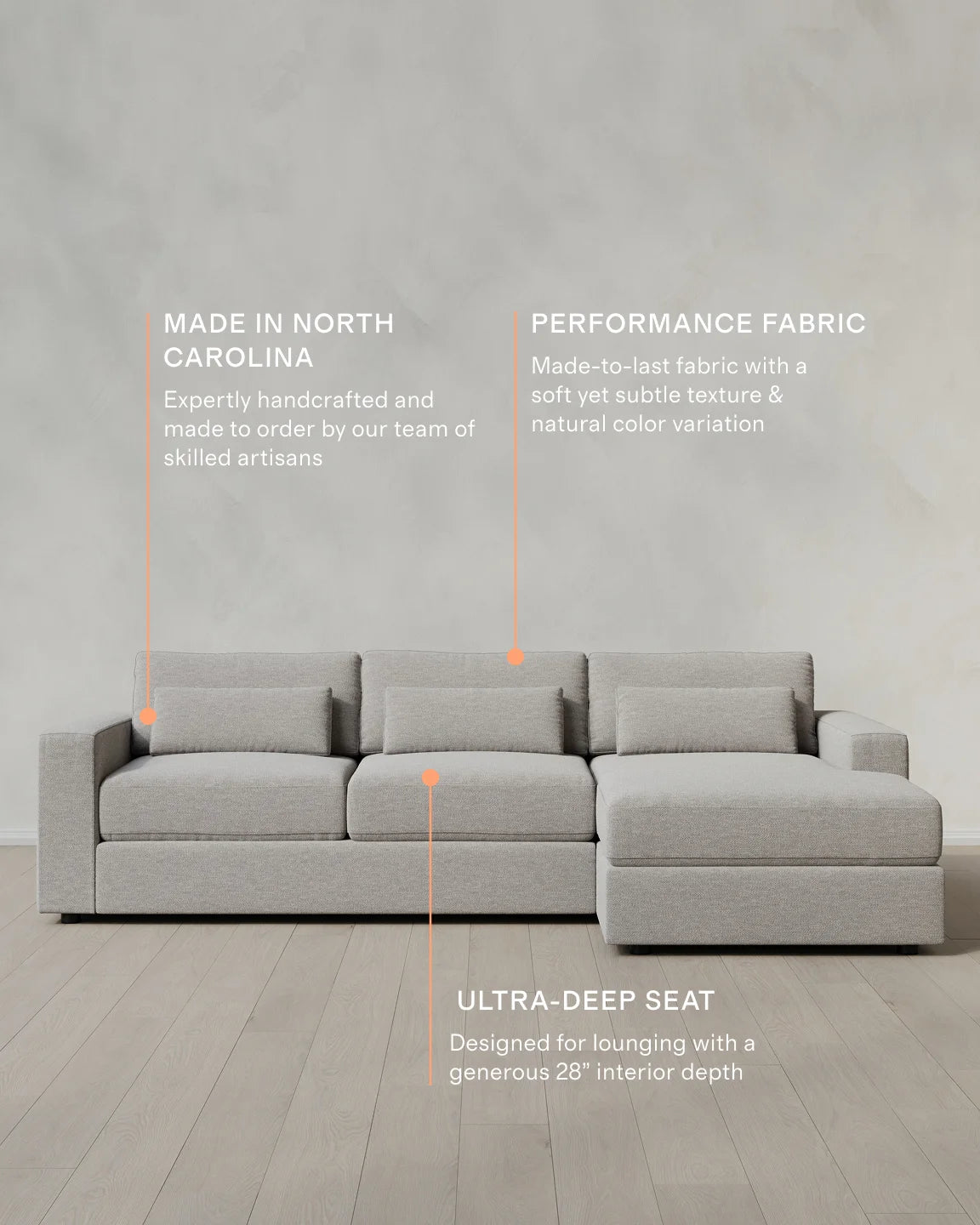 Ashford Deep Seat Chaise Sectional in Performance Basketweave - 119" Right Arm / Flax