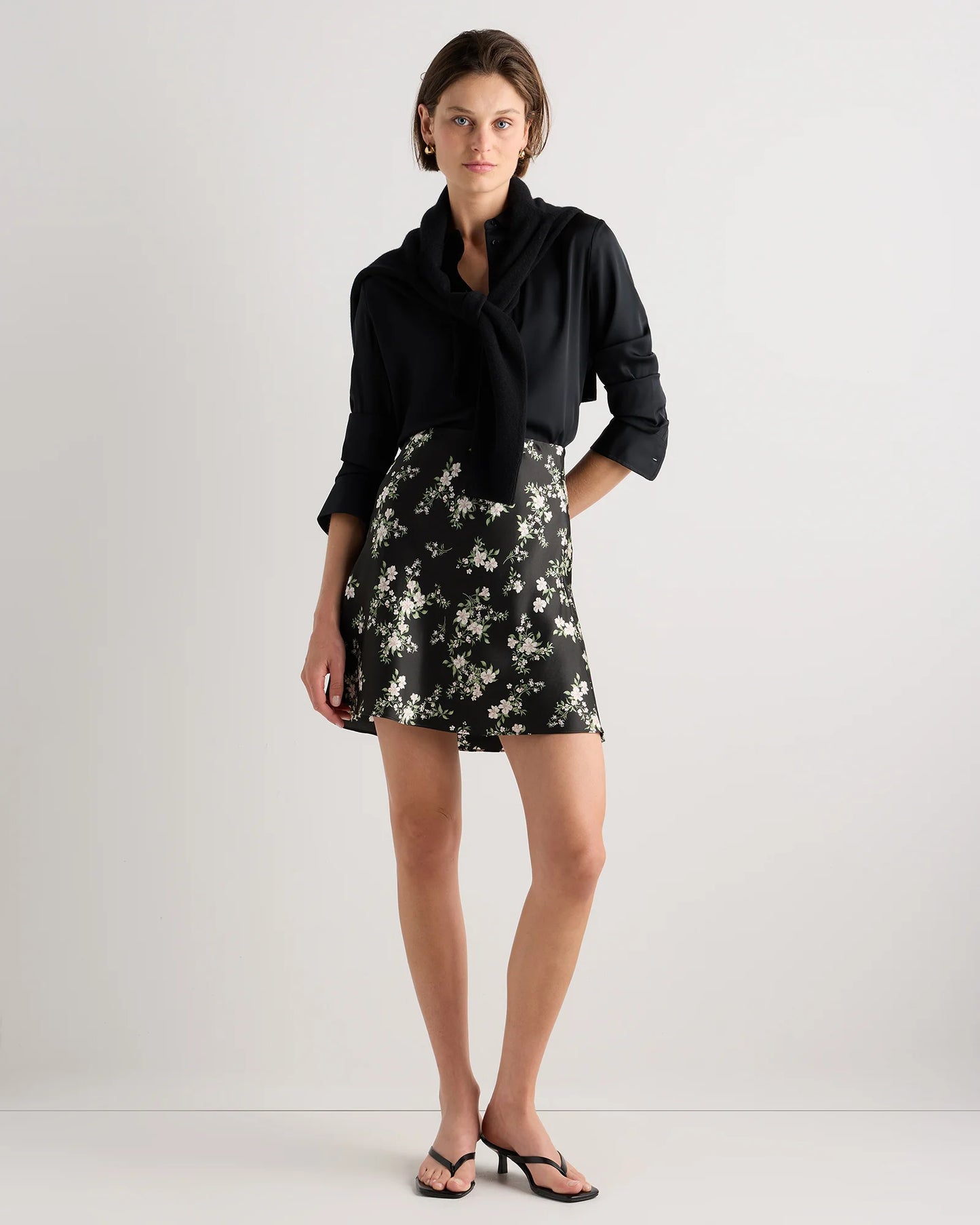 100% Washable Silk Mini Skirt - XS / Champagne