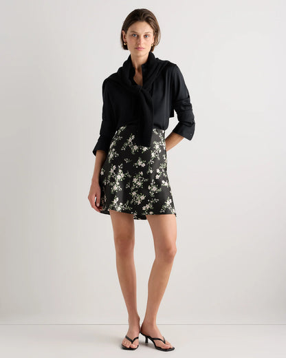100% Washable Silk Mini Skirt - XS / Champagne