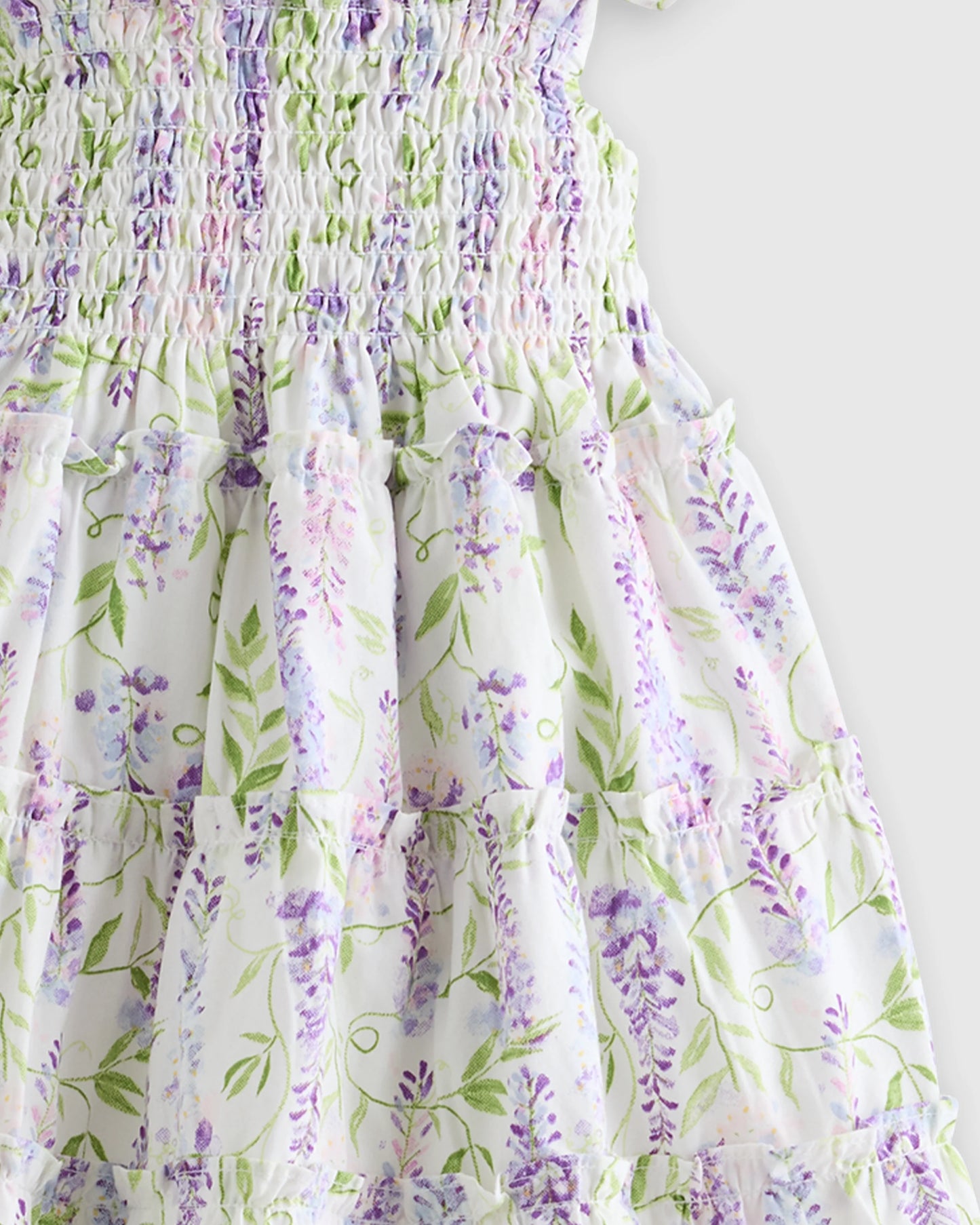100% Organic Cotton Poplin Smocked Dress - 3-6M / Wisteria Floral