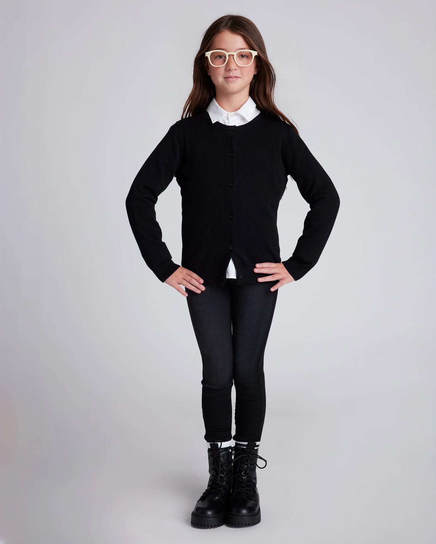 100% Organic Cotton Crewneck Cardigan - 6 / Ivory
