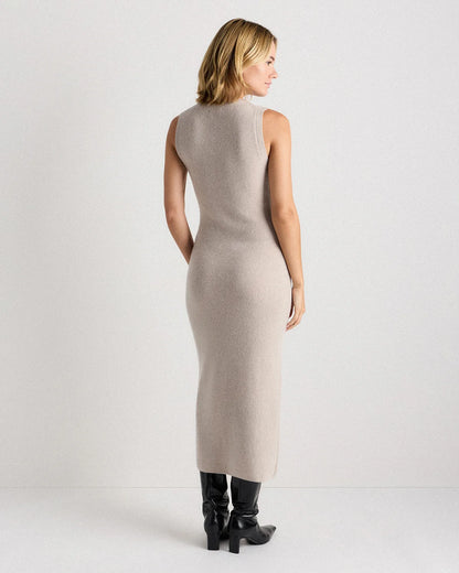 Mongolian Cashmere Sleeveless Midi Sweater Dress - XS / Black