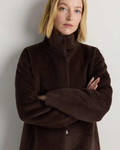 Alpaca-Wool Stand Collar Coat - XS / Rustic Brown