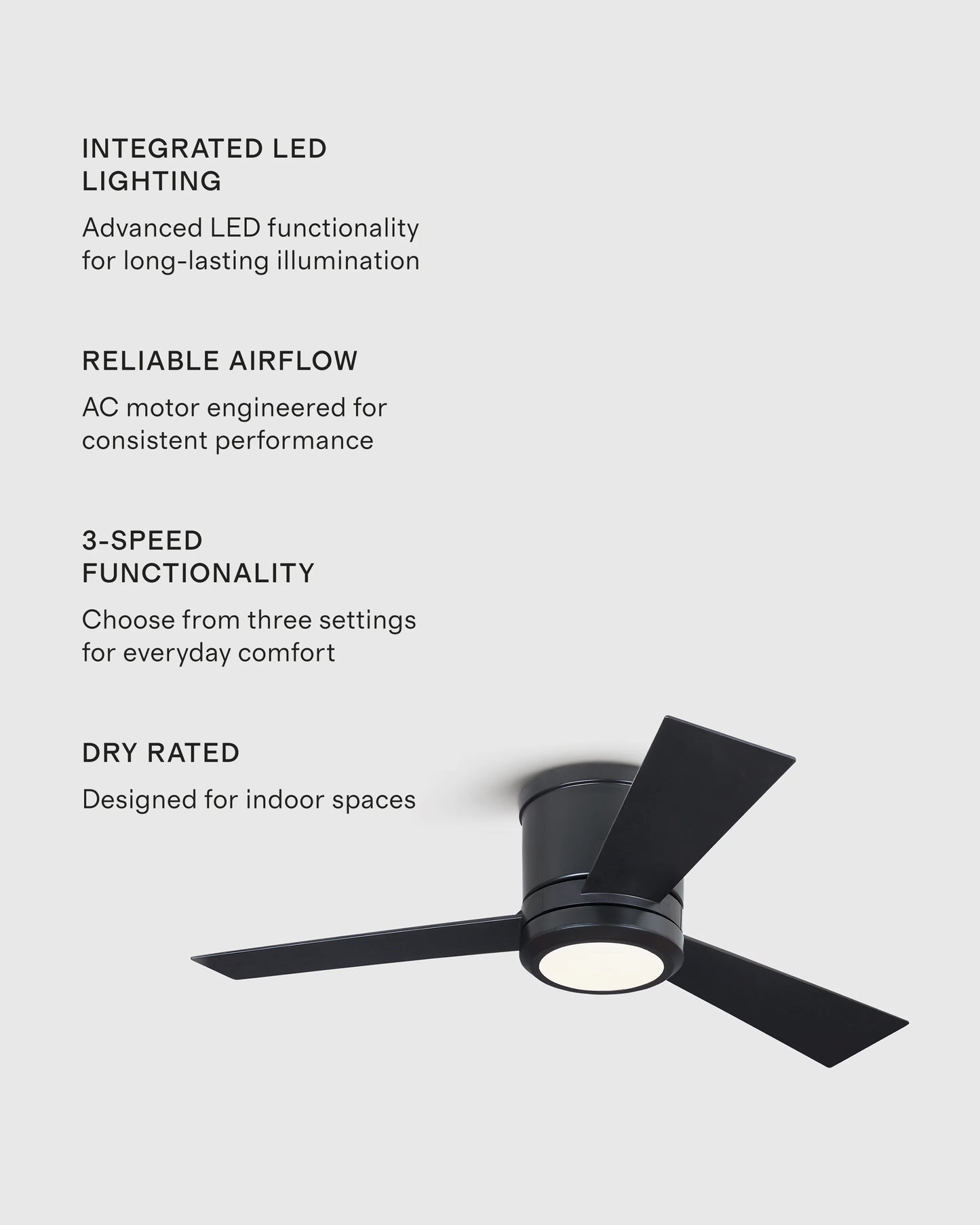 Simple Metal Hugger LED Ceiling Fan - 42" / White