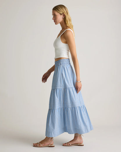 100% Organic Cotton Poplin Tiered Maxi Skirt - XS / Black