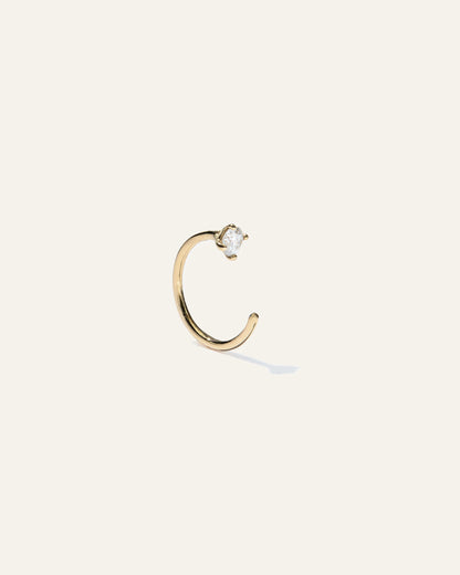 14K Gold Diamond Single Open Reverse Huggie - One Size / Yellow Gold