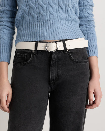 Zoe Sculptural European Leather Belt - XS / Black/Silver