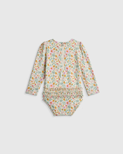 Long Sleeve Tie One-Piece Swimsuit - 2T / Soft Ditsy Floral