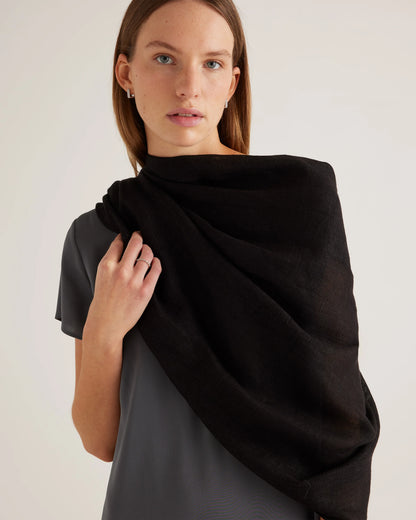 100% European Linen Scarf - One Size / Porcelain Blue