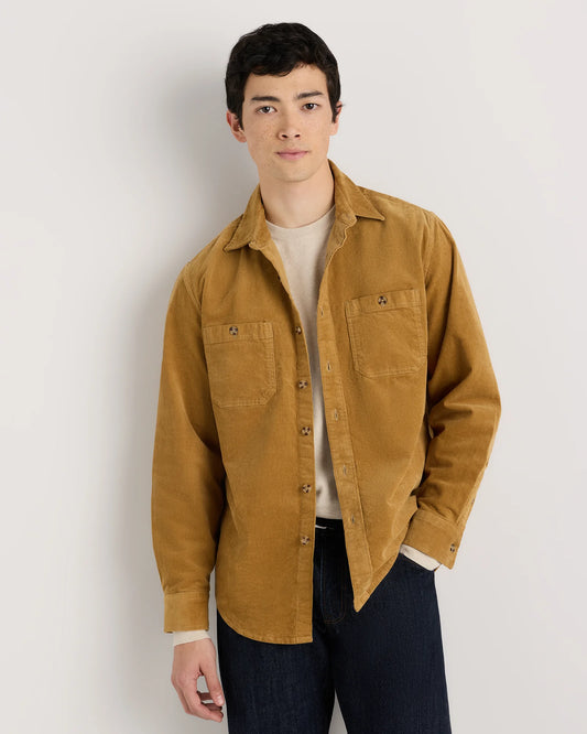 Organic Stretch Corduroy Utility Shirt - S / Dark Khaki