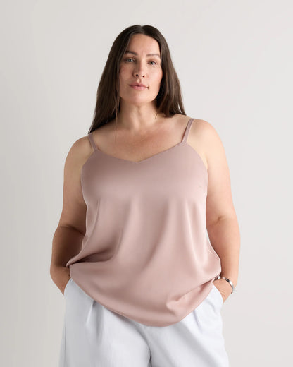 Washable Stretch Silk V-Neck Cami - 1X / Vintage Pink