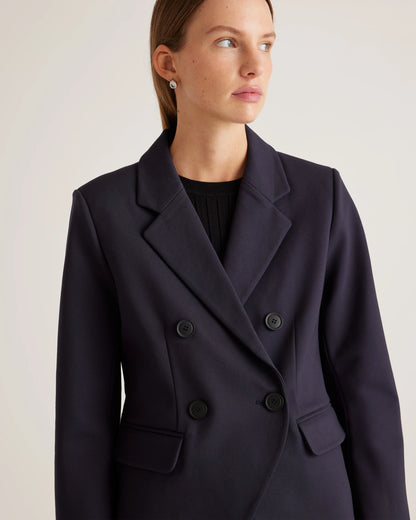 Ultra-Stretch Ponte Double-Breasted Blazer - XS / Charcoal