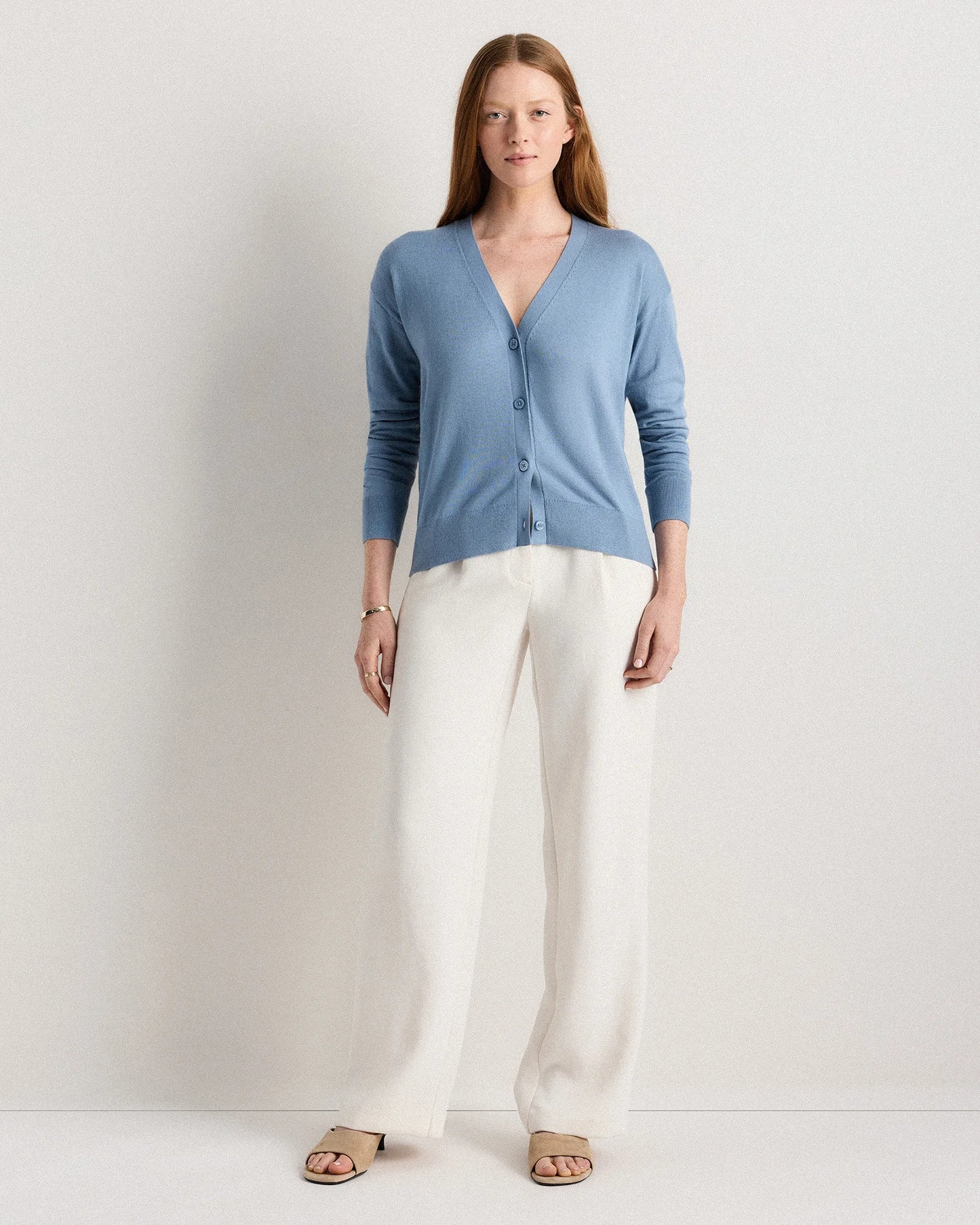 Lightweight Cotton Cashmere Cardigan - XS / Heather Oatmeal