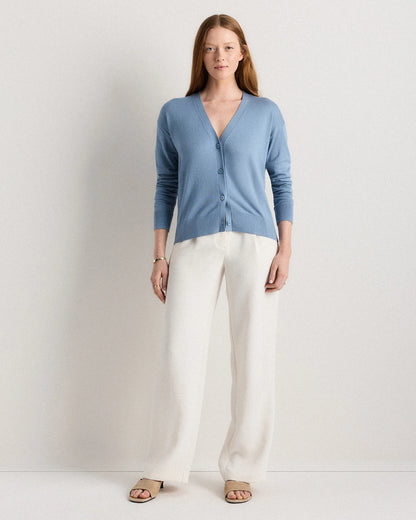 Lightweight Cotton Cashmere Cardigan - XS / Heather Oatmeal