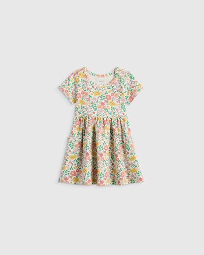 Organic Cotton Fit and Flare Pocket Dress - 12-18M / Cloud Rainbow Stripe