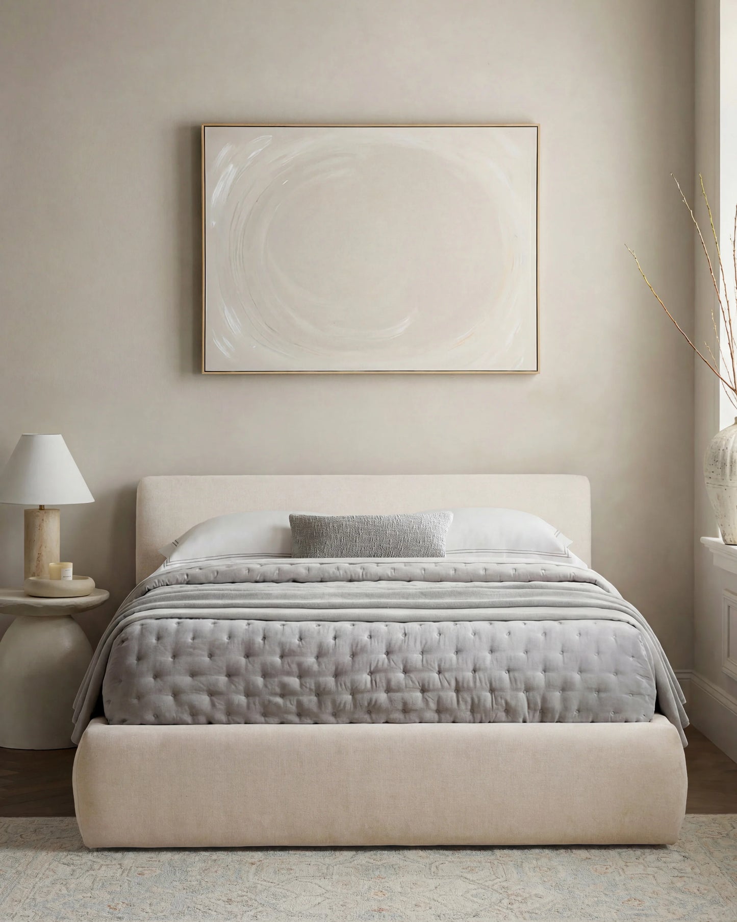 Plush Low Profile Platform Bed - Queen / Ivory
