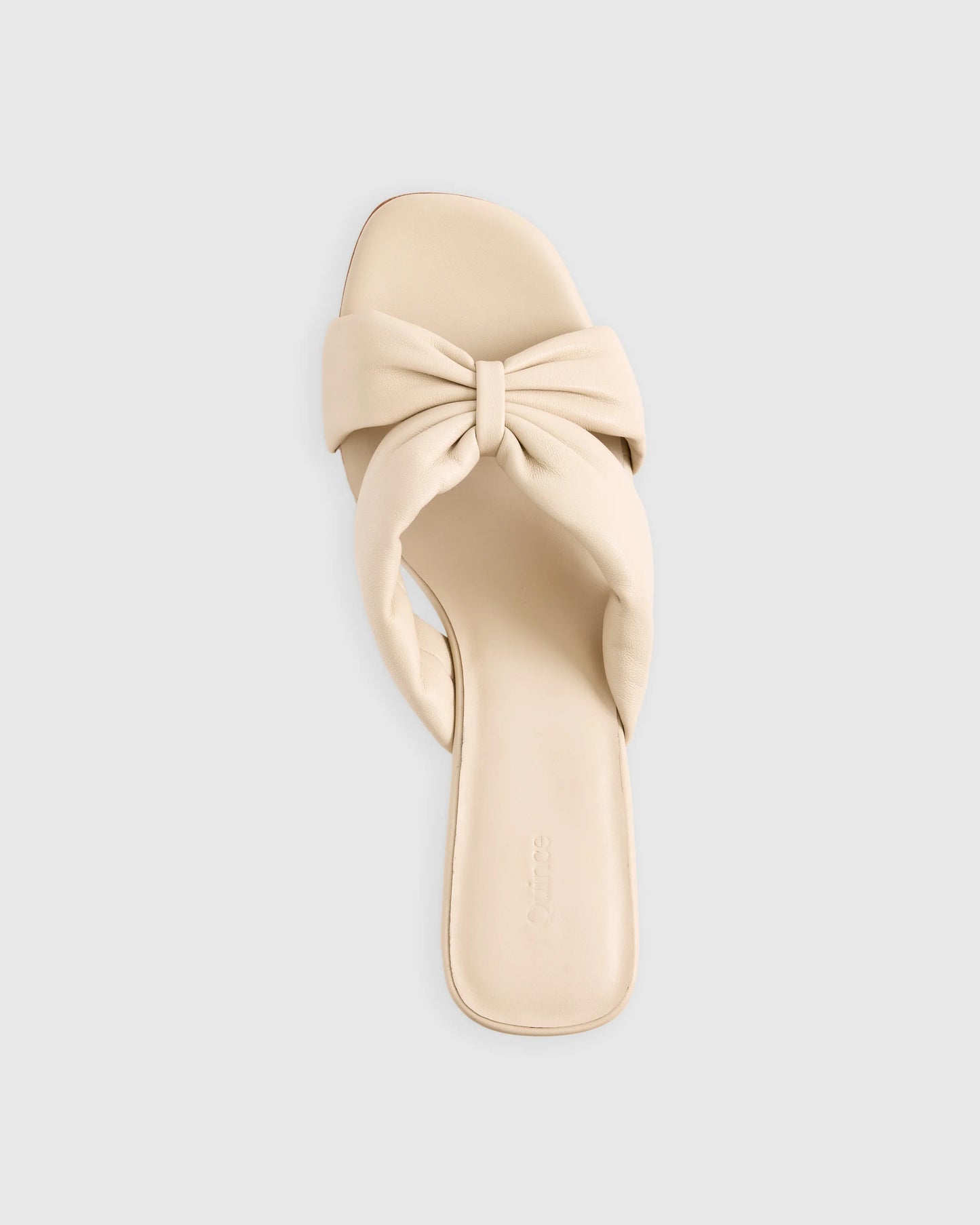 Italian Leather Twist Mid Heel Mule - 5 / Almond