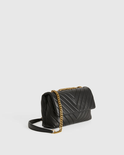 Italian Leather Quilted Convertible Crossbody - One Size / Dark Taupe