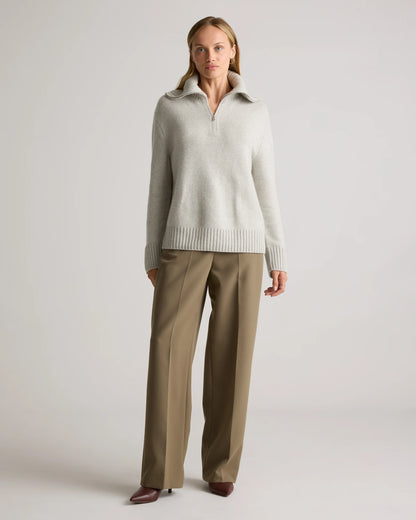 Luxe Baby Cashmere Quarter Zip Sweater - XS / Creamy Cortado