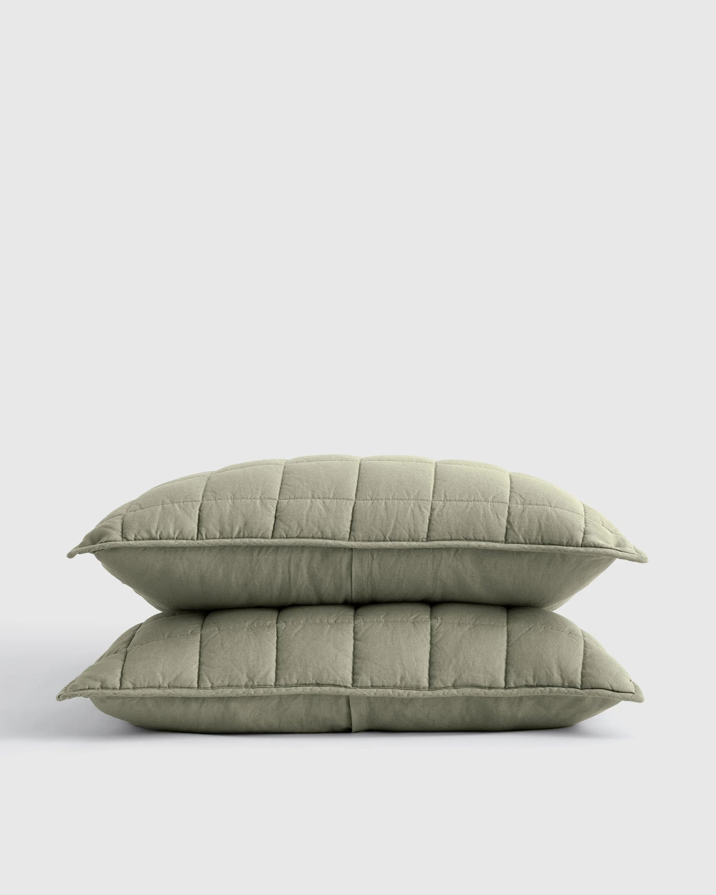European Linen Box Quilted Sham Set - Standard / White