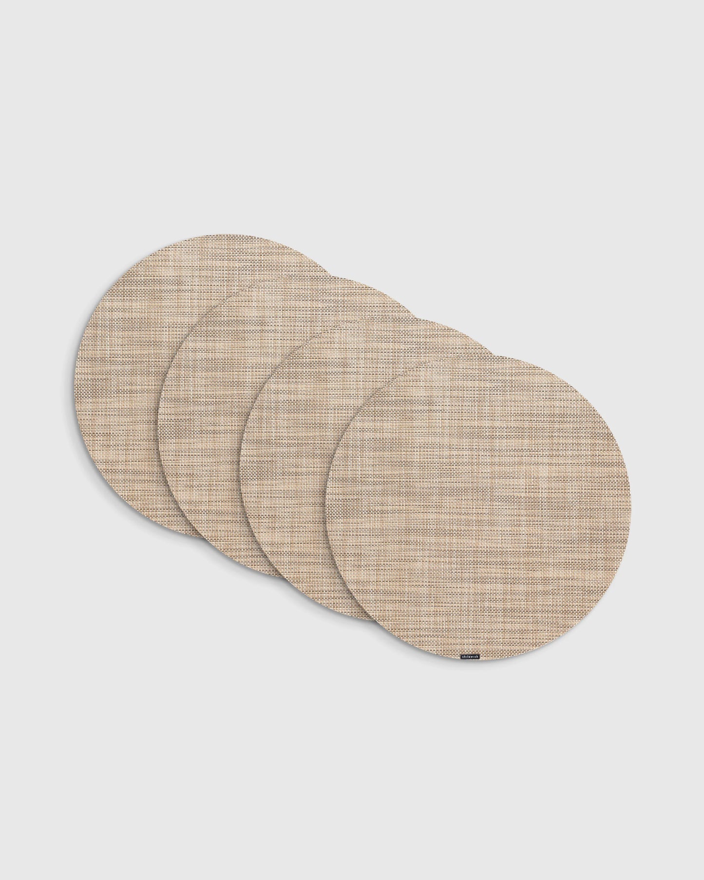 Mini Basketweave Easy-Care Round Placemat, Set of 4 by Chilewich - One Size / Parchment