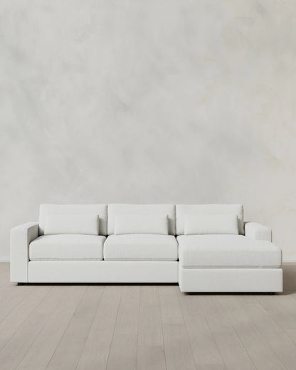 Ashford Deep Seat Chaise Sectional in Performance Basketweave - 119" Right Arm / Flax
