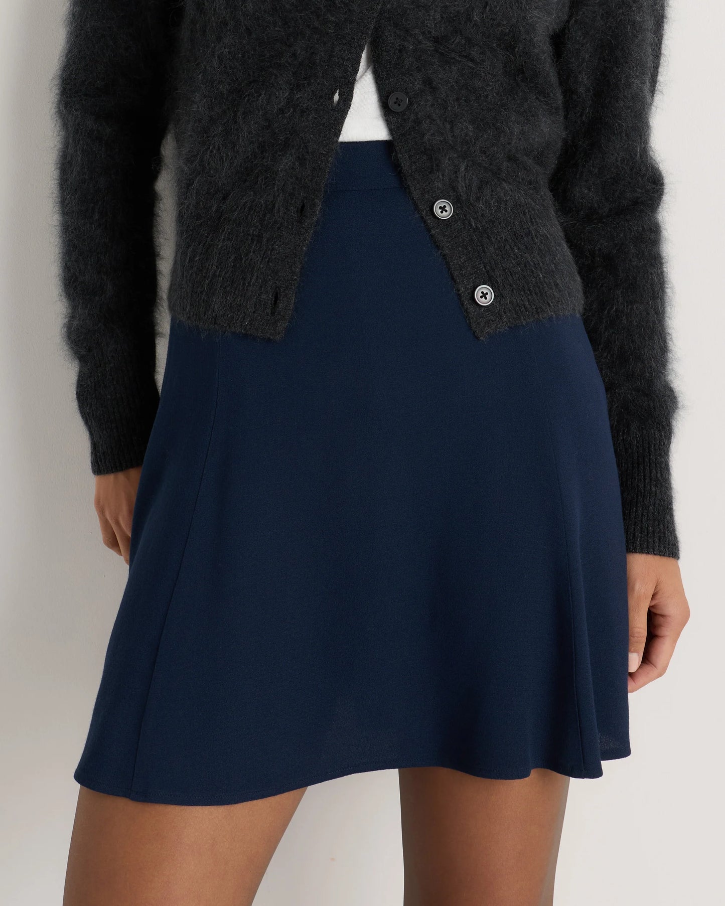 Lightweight Crepe A-Line Mini Skirt - XS / Moonstone Blue