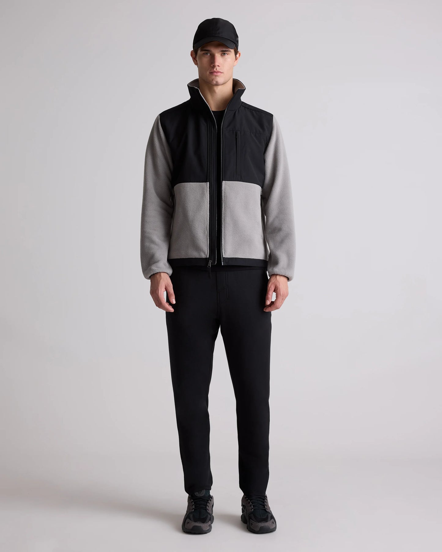 Polar Fleece Full-Zip Jacket - S / Gravel/Bold Black