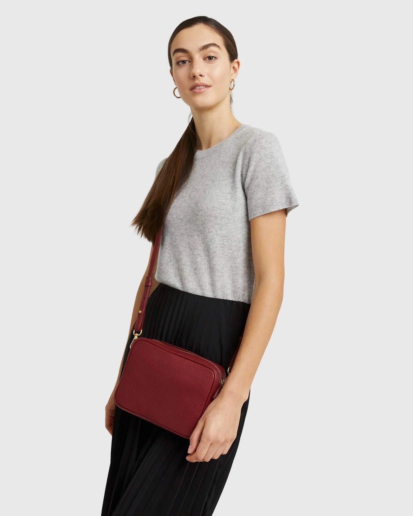 Italian Leather Crossbody Bag - One Size / Black Croco