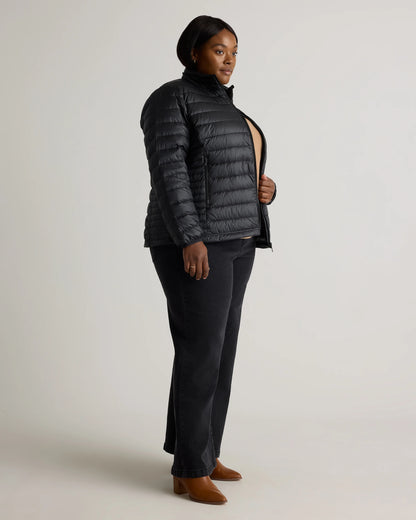 Lightweight Down Packable Puffer Jacket - 1X / Black