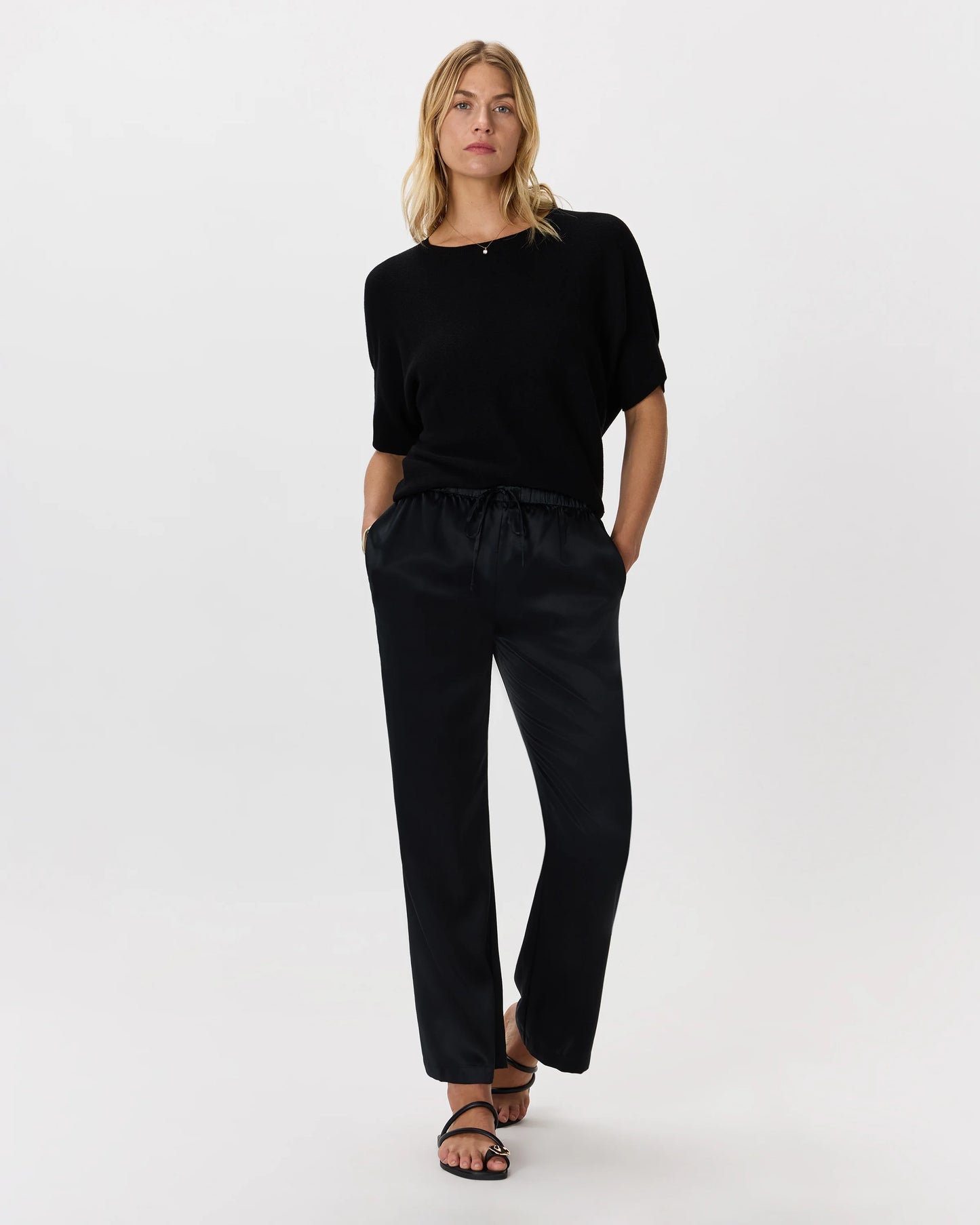 Lightweight Cotton Cashmere Link-Stitch Dolman Sweater - XS / Sugar Stone