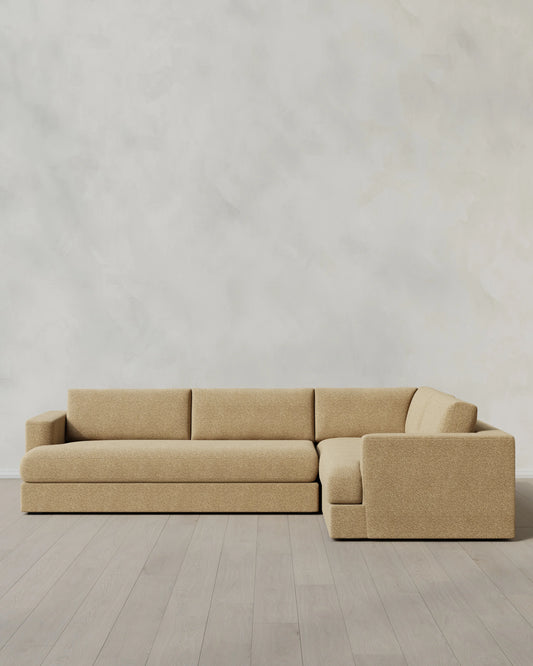 Sierra Curved Arm L Sectional in Performance Boucle - Right Arm / Mushroom