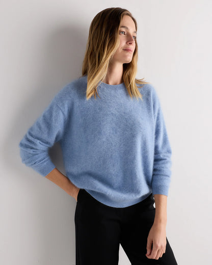 Brushed Cashmere Oversized Crewneck Sweater - XS / Heather Grey