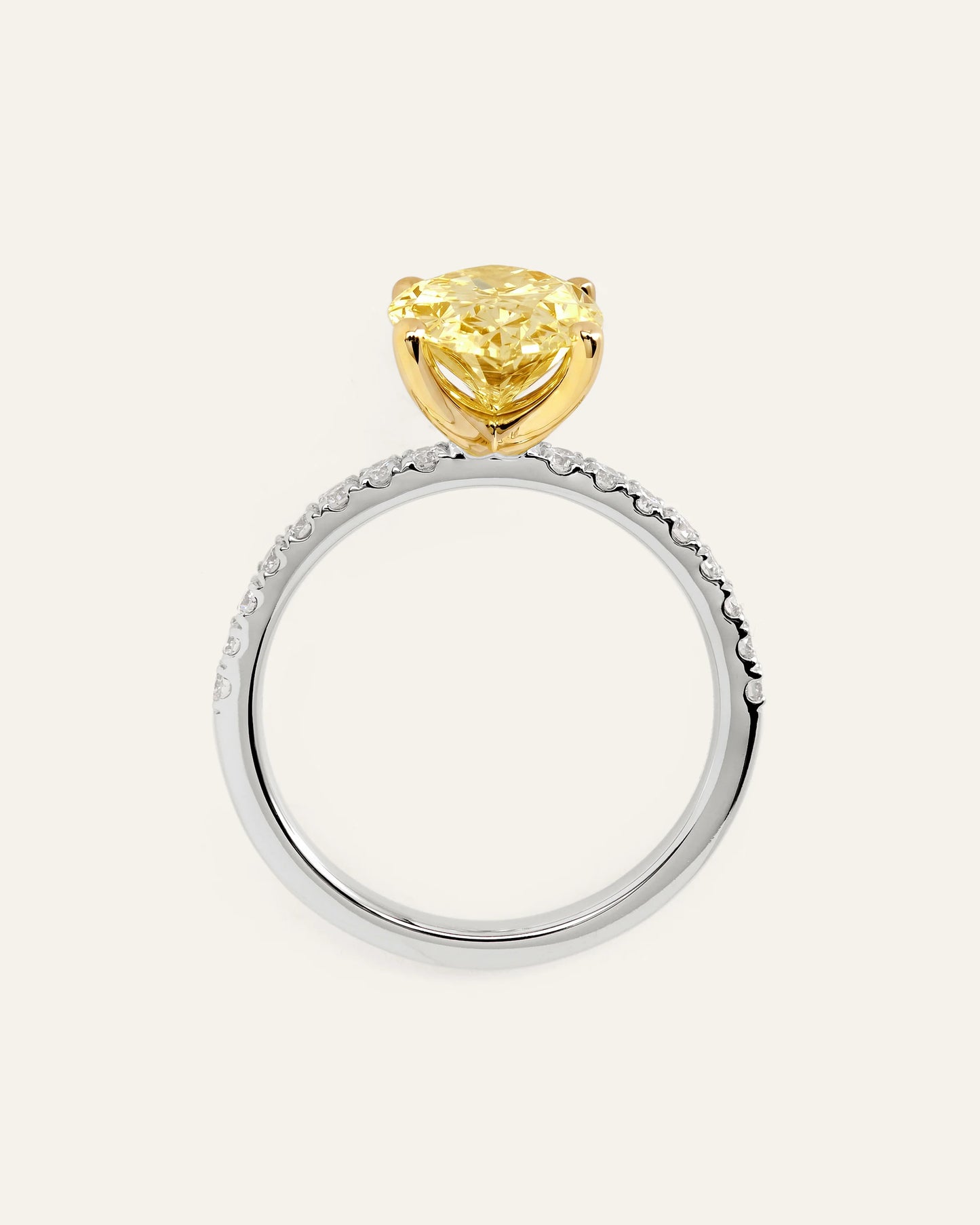 14K Gold Yellow Lab Grown Diamond Oval Pave Engagement Ring - 3ct - 4 / White Gold