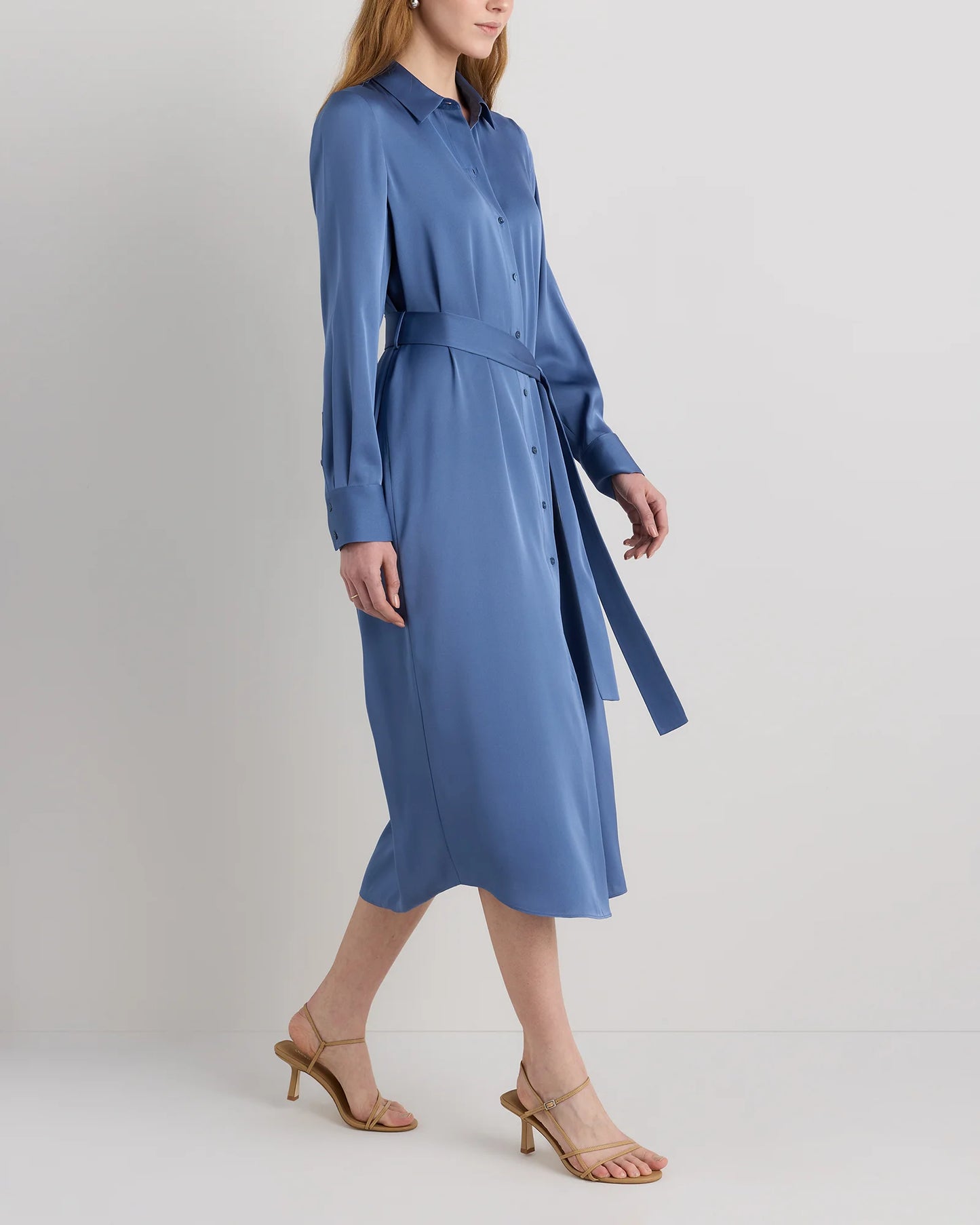Washable Stretch Silk Maxi Shirt Dress - XS / Moonstone Blue