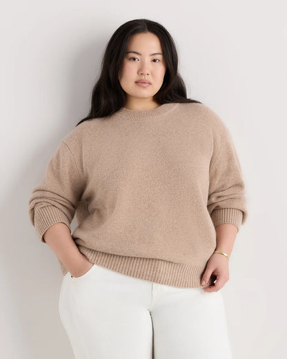 Mongolian Cashmere Oversized Crewneck Sweater - 1X / Oatmeal