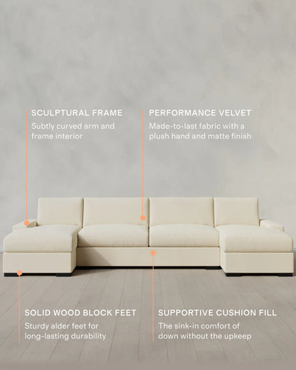 Stillman U Sectional in Performance Velvet - One Size / Java