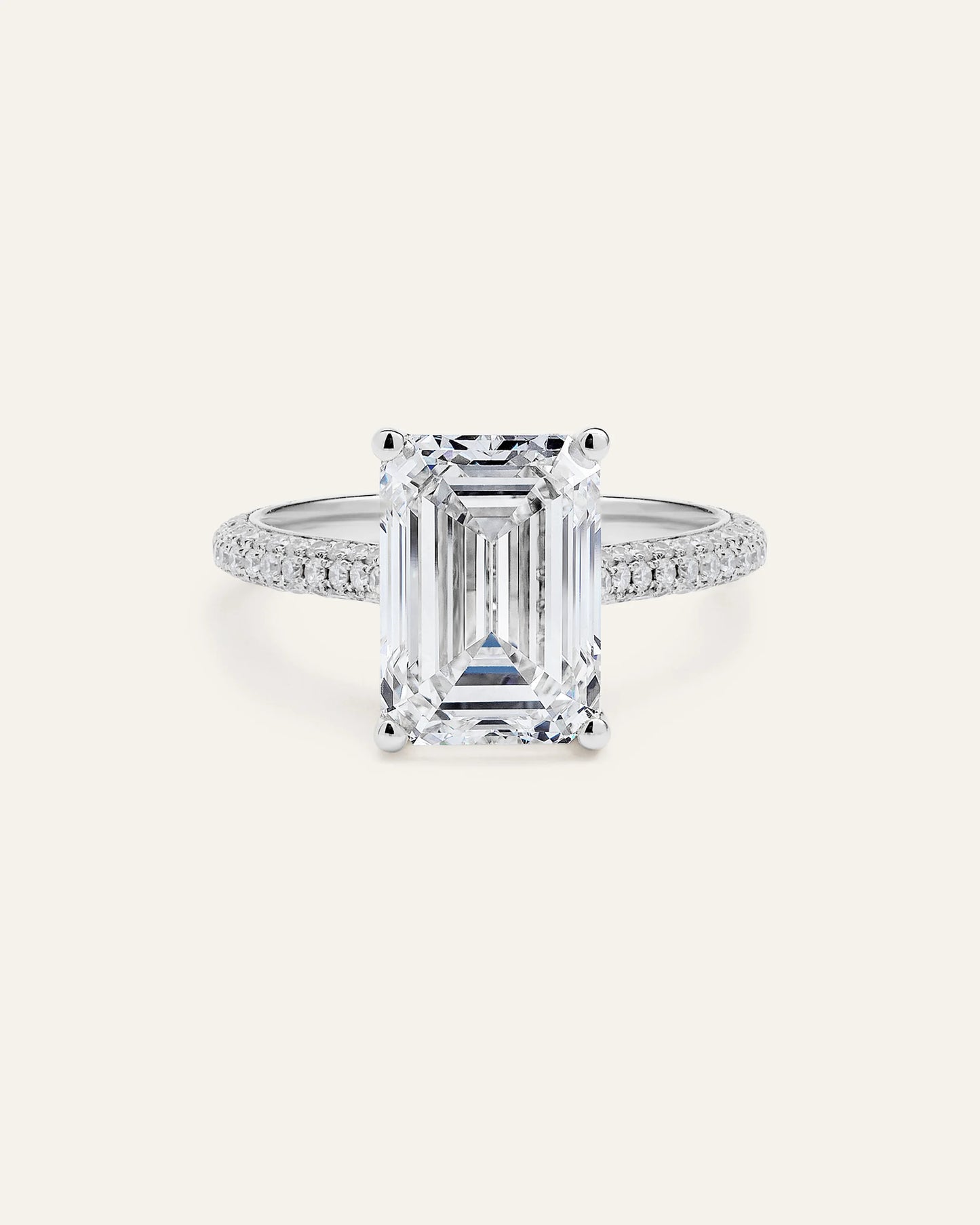 Lab Grown Diamond Emerald Pave Cathedral Engagement Ring - 5ct - 4 / Yellow Gold