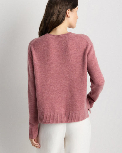 Mongolian Cashmere Boxy Crewneck Sweater - XS / Faded Denim/Brown/Ivory Variegated Stripe