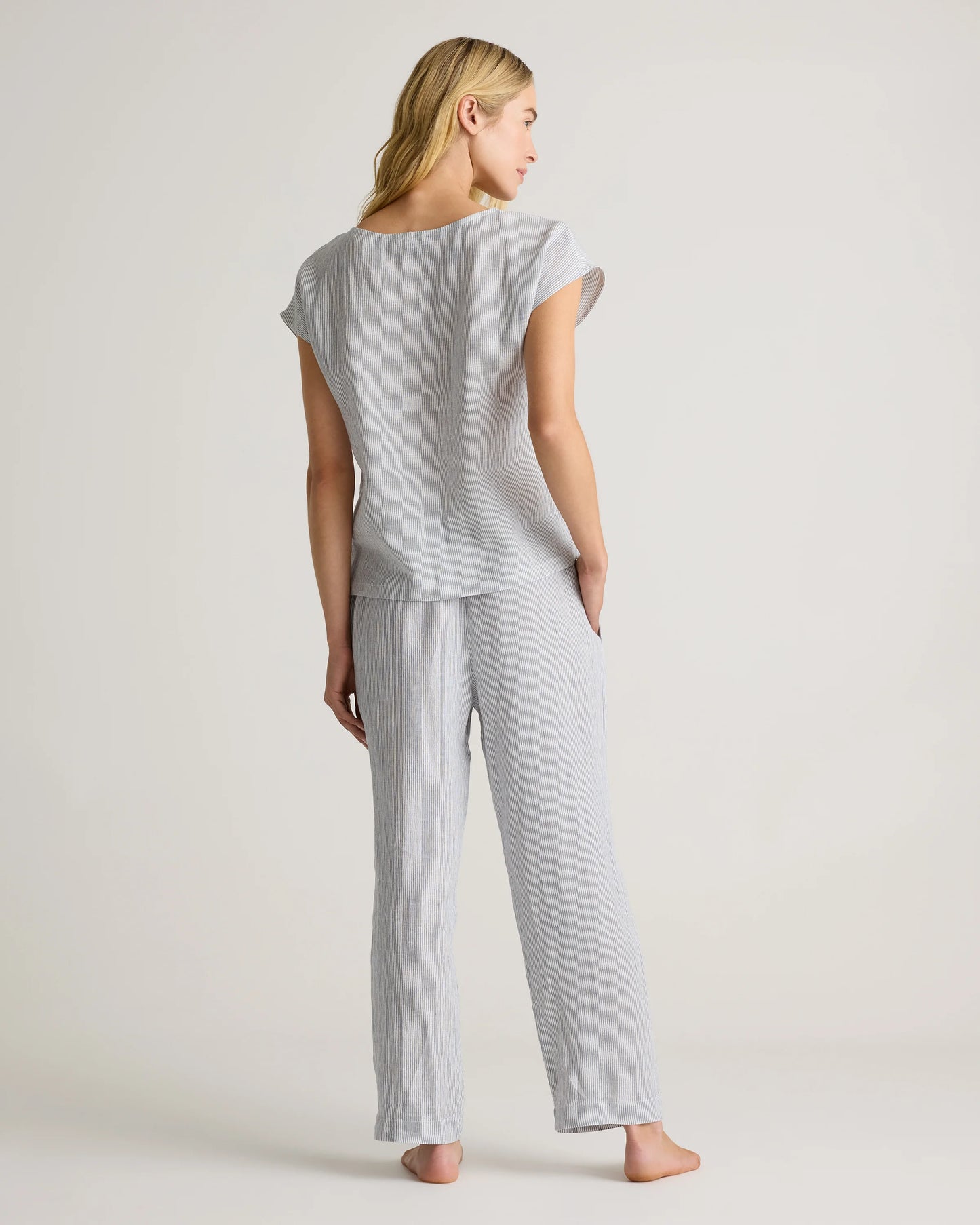 100% European Linen Pajama Set - XS / French Blue