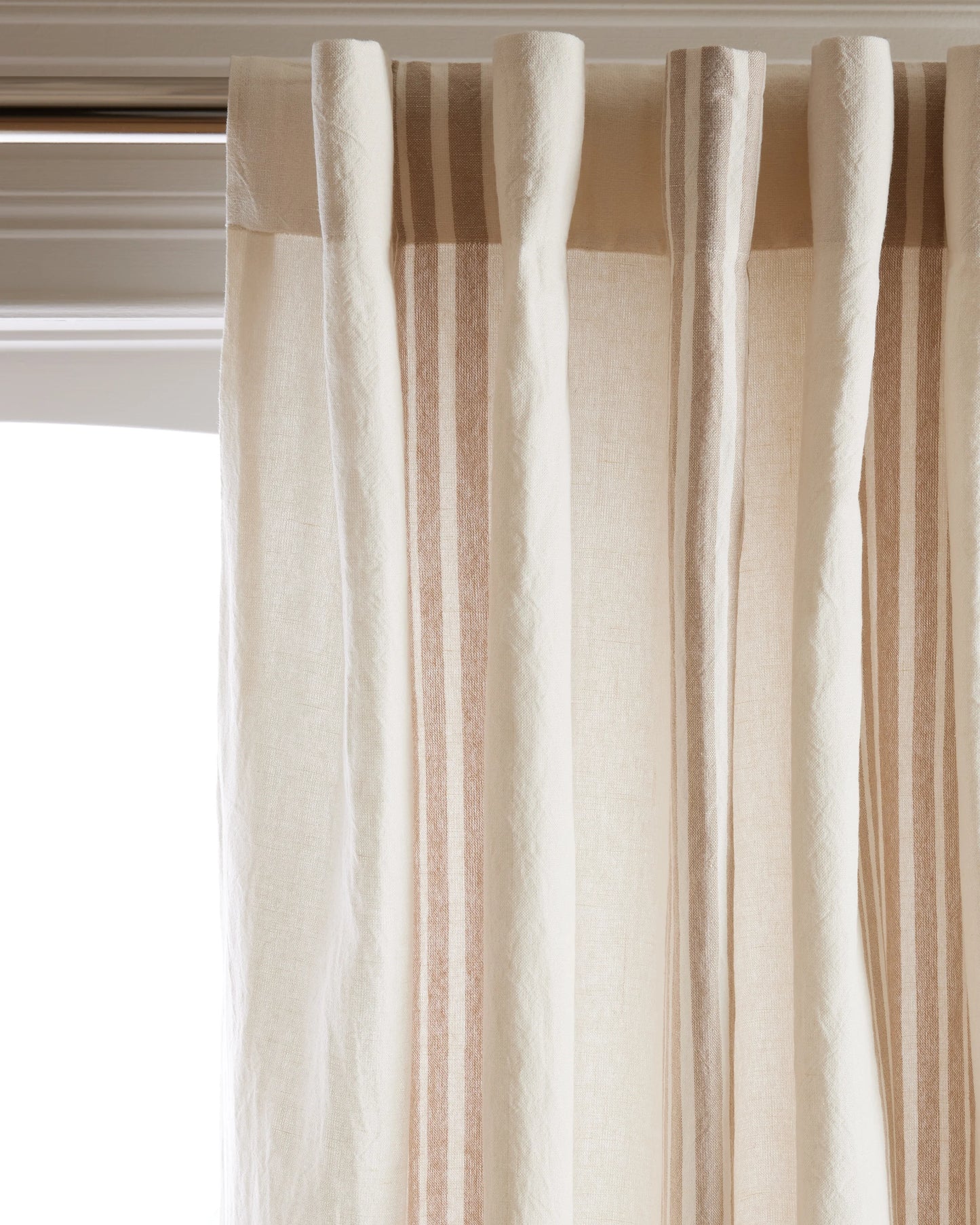 Coastal Stripe Linen Cotton Curtain - Single Panel - 48x84 / Ivory/Fog