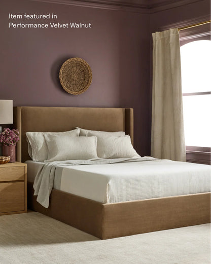 Wingback Bed in Performance Velvet - Full / Butterscotch