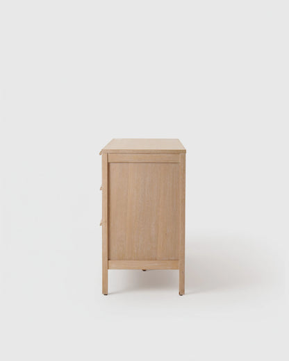 Solid Wood and Natural Rattan 6-Drawer Dresser - One Size / Natural