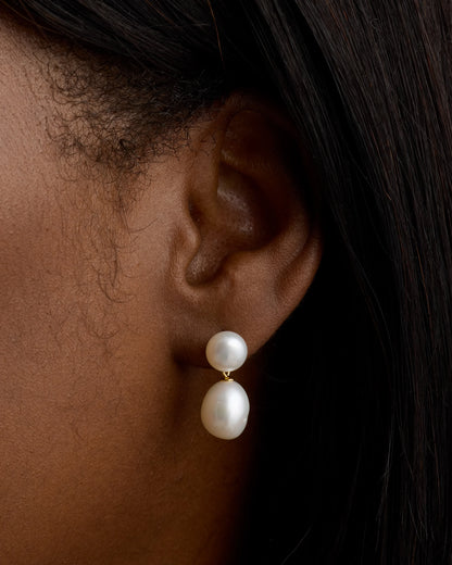 Freshwater Cultured Baroque Pearl Drop Earrings - One Size / Gold Vermeil